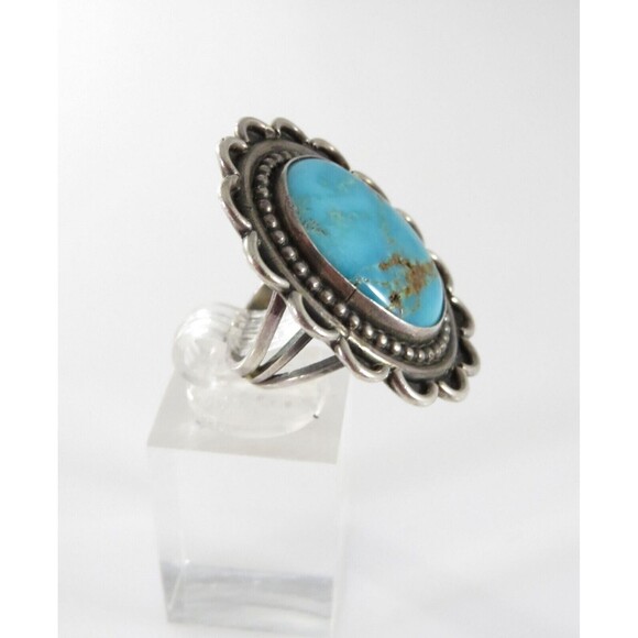 Old Pawn Pilot Mountain Turquoise Sterling Silver Ring Size 6.75 - Picture 3 of 9